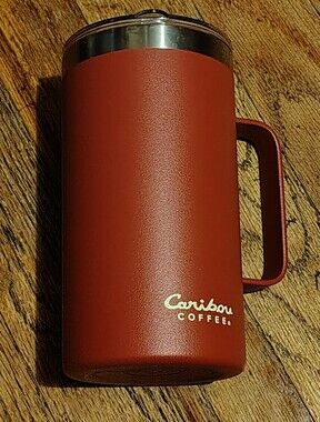 Caribou Coffee 29 Oz Rust Red Insulated Travel Mug with Handle And Lid